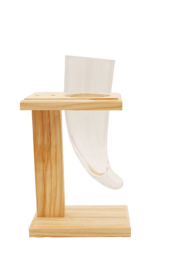 Bierglas Bier Horn mit Ständer Glas Holz Met Trinkglas für ca. 600 ml