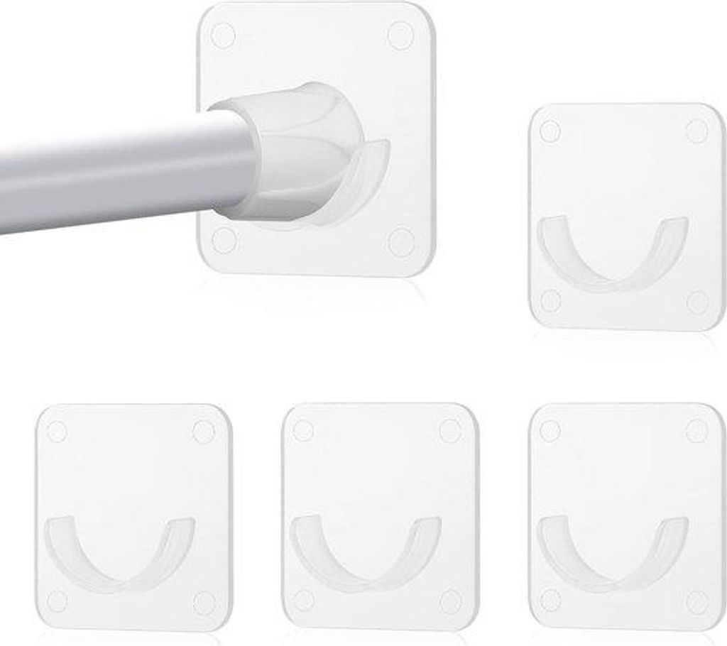 Badezimmer Accessoires - Set von 4 Stücken, Duschvorhanghalter mit Kleber - einfache Montage ohne Nägel
