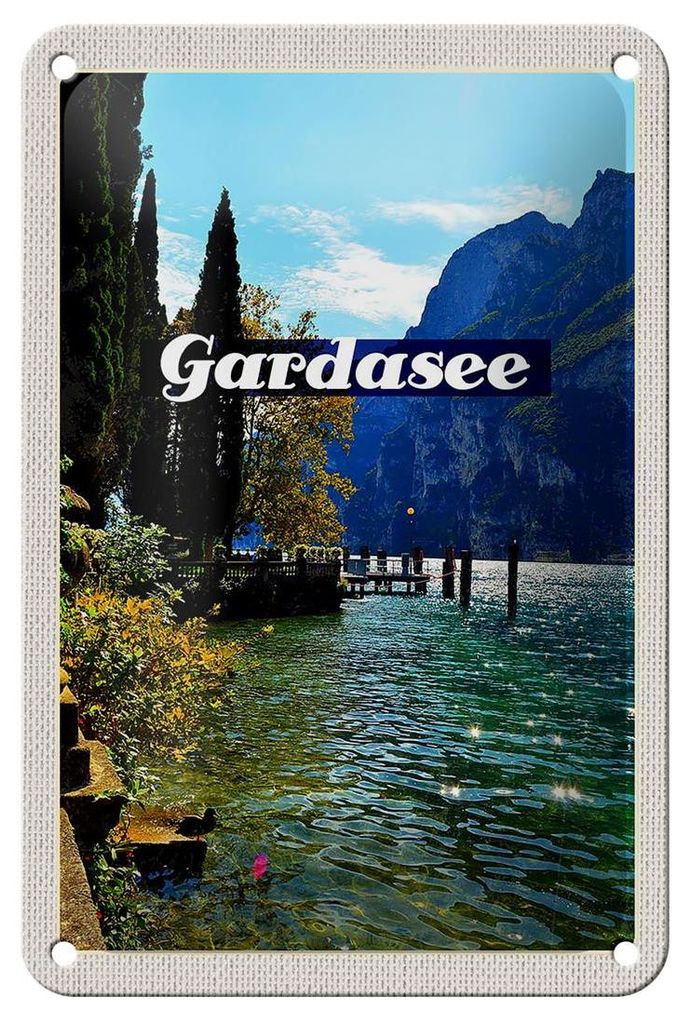 Blechschild Reise 12x18cm Gardasee Italien Natur Sonne Dekoration
