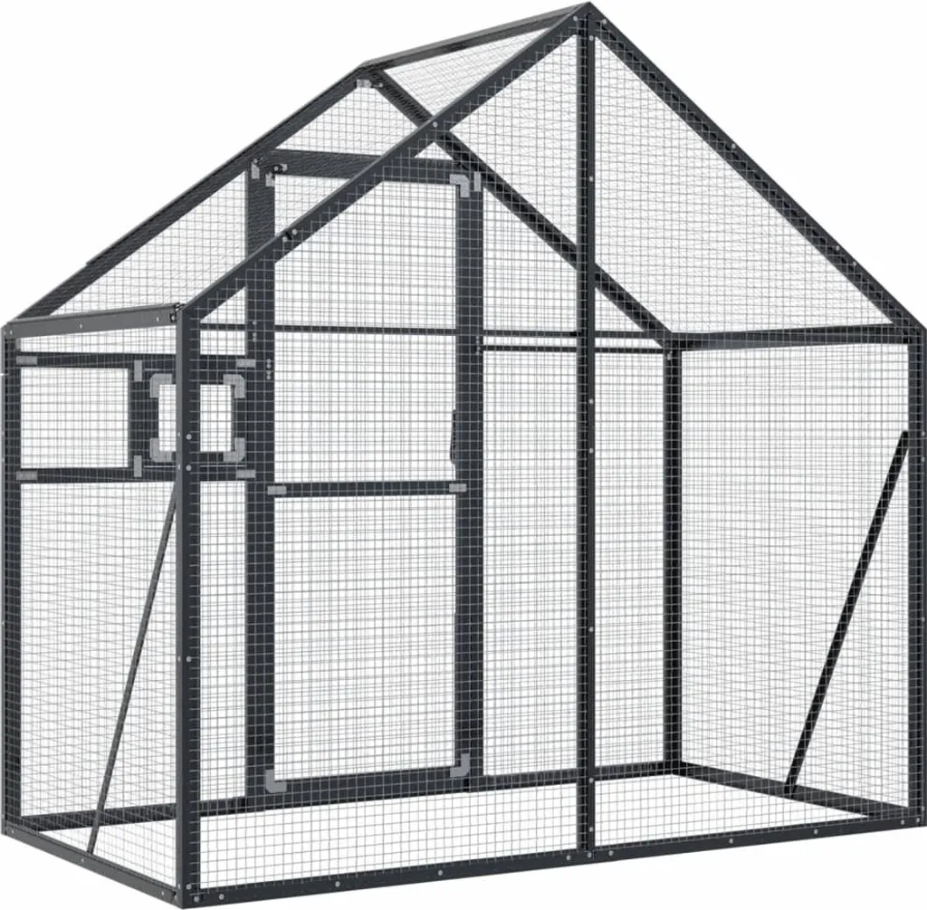 Volière en Aluminium Anthracite 185 cm - Cage Résistante et Très Spacieuse - 5