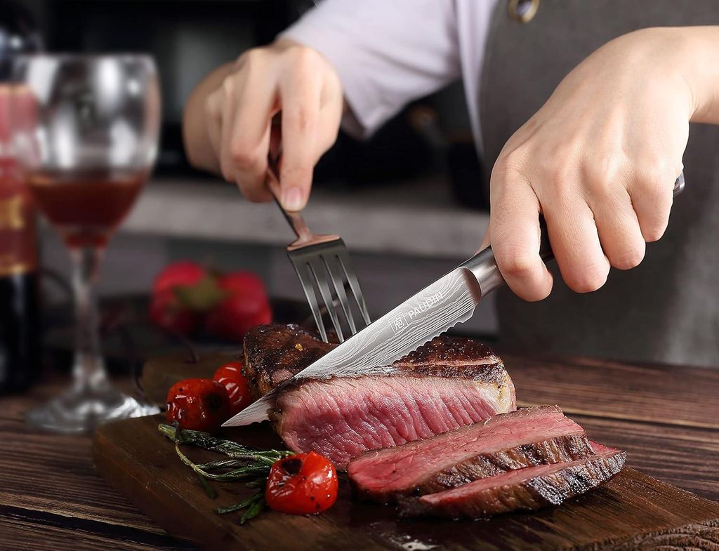 Steakmessenset - 6-teiliges Set - rostfreies Stahl - ergonomischer Griff