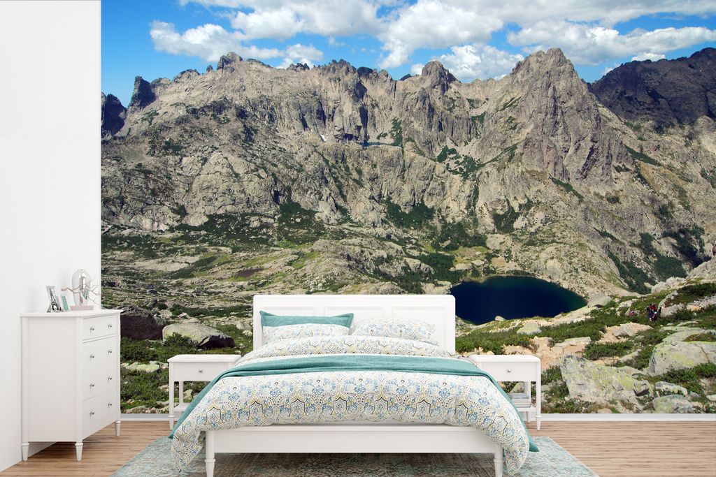 MuchoWow Fototapete für Wohnzimmer oder Schlafzimmer Wandtapete Vinyl Motivtapete Seen in den Bergen von Korsika - 525x350 cm - Das Hintergrundbild