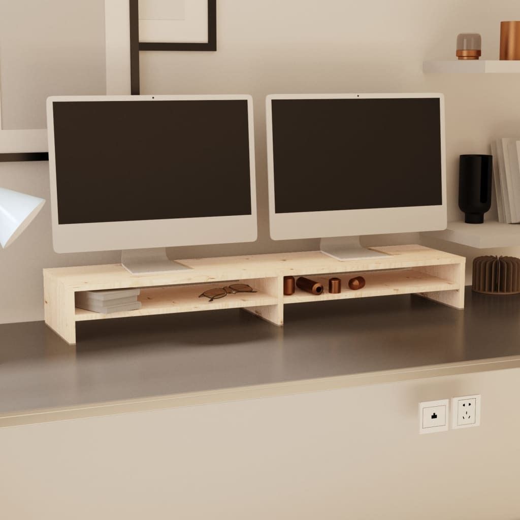 "SALE 2026"TV-Schränke - Braun Monitorständer 100x24x13cm Massivholz Kiefer Stabli Möbel4713953