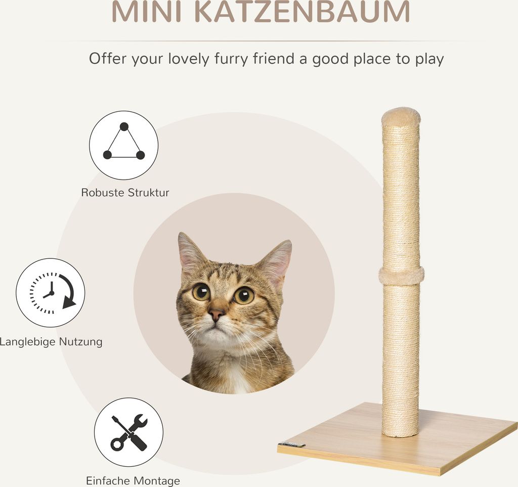 PawHut Kratzstamm für Katzen Kratzsäule aus Sisal stabiler Produktbild 4
