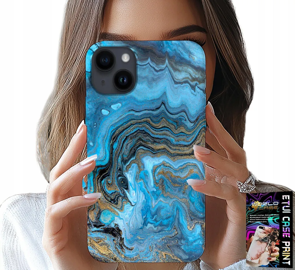Cover iPhone 15 Plus Marble Design + Screen Protector - Look Luxury