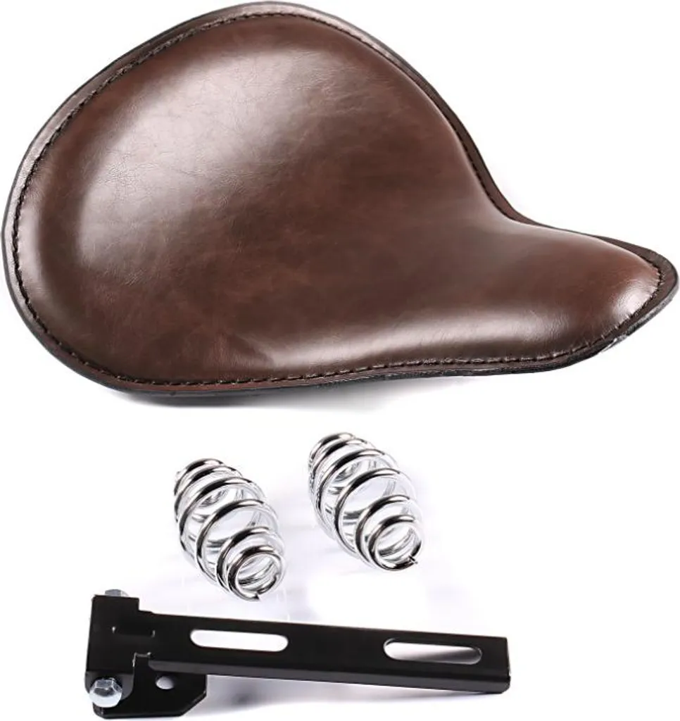Selle solo slim marron avec ressorts de suspension pour moto rétro bobber