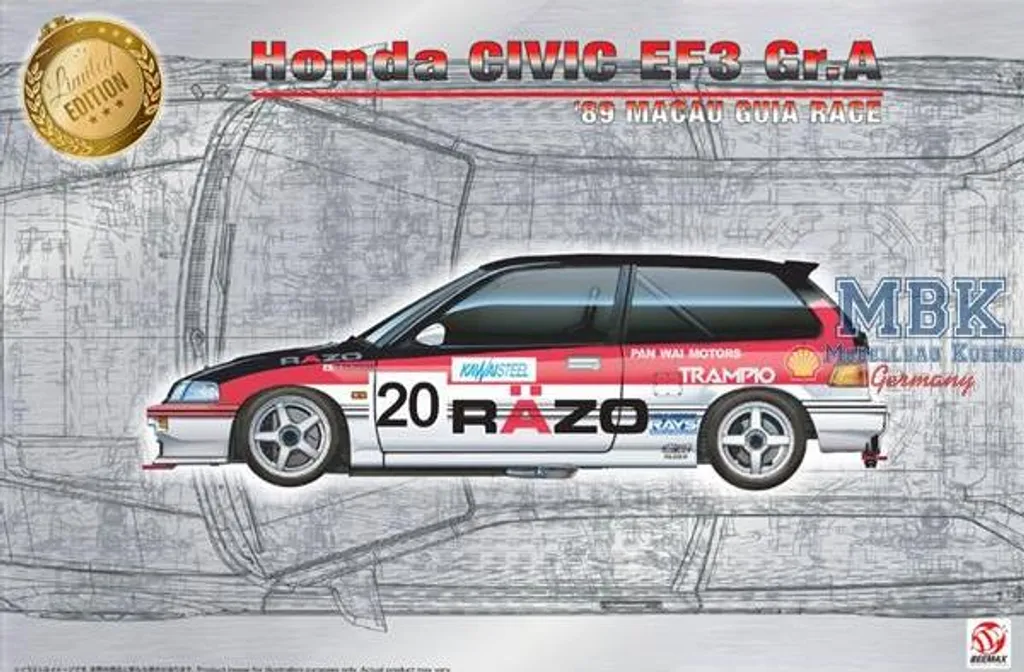 Honda Civic EF3 Gr.A 1989 Macao n°20 BEEMAX 24032 Maquette 1:24