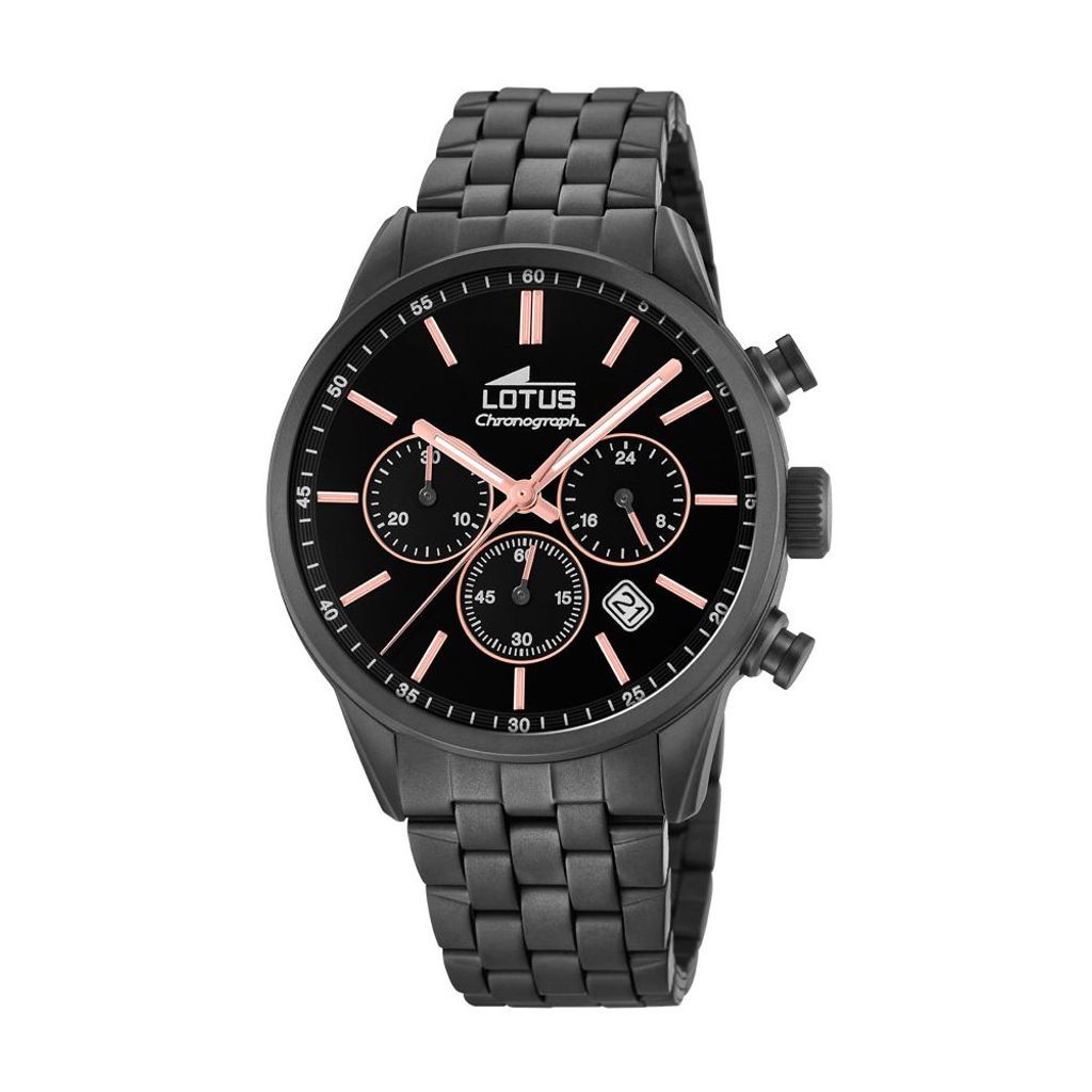 Lotus Herren Armbanduhr Edelstahlband schwarz Chronograph 18668/2