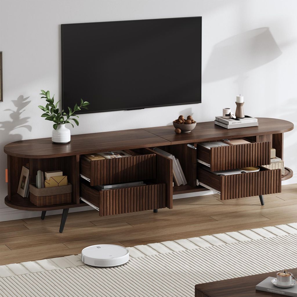 STILVORA TV-Lowboard mit ovalem Design und Rollladentür, Produktbild 