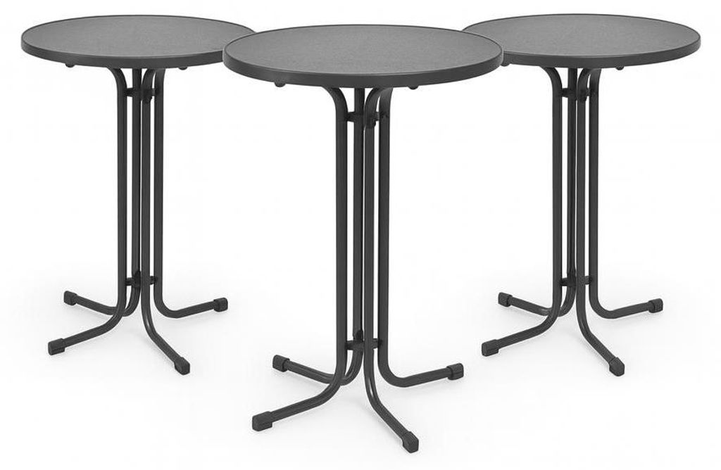 Beautissu Outdoor Stehtisch Bellini, klappbar, 3er Set, Ø70cm, Grau