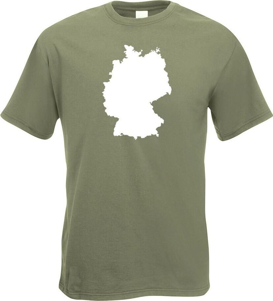 Kiwistar - T-Shirt - Olive - Deutschland Umriss Kontur Herren Funshirt Bedruckt Design Sprüche Spruch Motive - mit Motiv Bedruckt - Funshirt Desig...