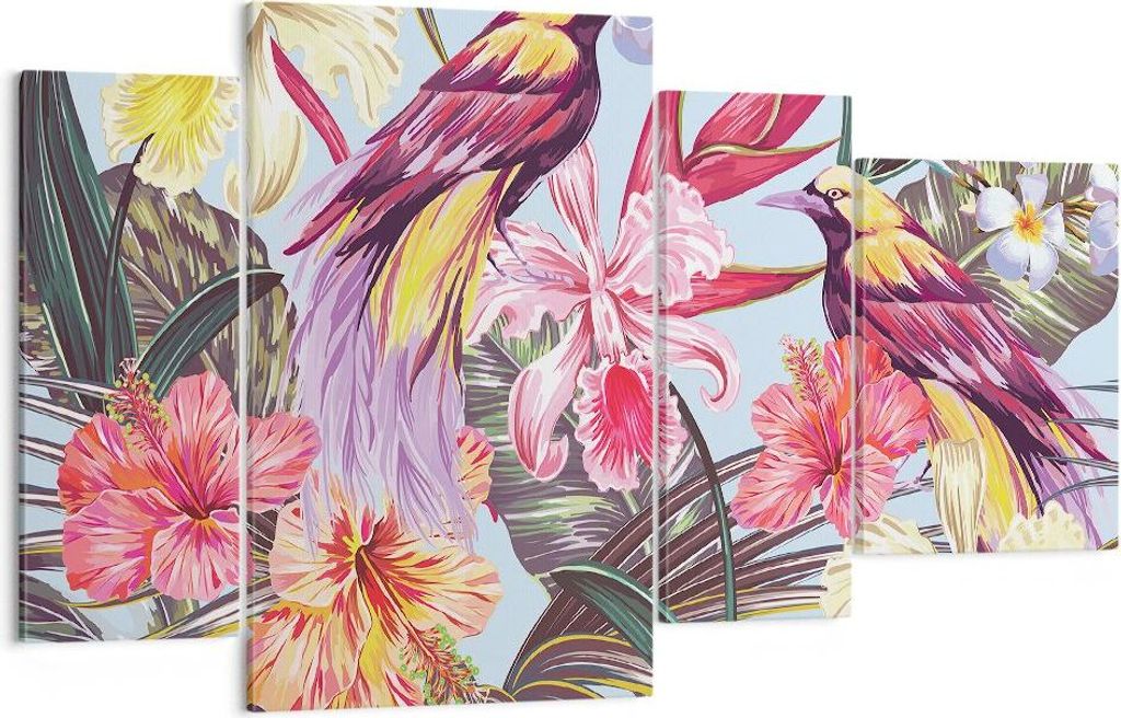 Bild auf Leinwand - Leinwandbild - Blume Vogel Sommer - 120x70cm - Wand Bild - Wanddeko - Leinwanddruck - Bilder - Kunstdruck - Wanddekoration - Le...