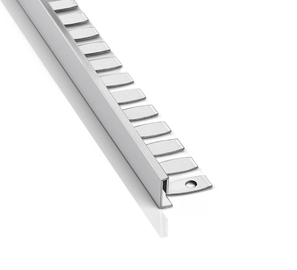 Slim-Line flexibel biegbar L-Profil Edelstahl Fliesenschiene V2A, 250cm, H10mm silber glänzend