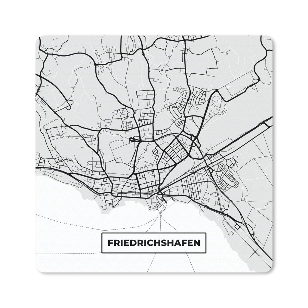MuchoWow Mauspad Mousepad Friedrichschafen - Stadtplan - Deutschland - Karte 20x20 cm - Mousepads - Maus Mat - Pad - Mausunterlage - Desk Mat - B...