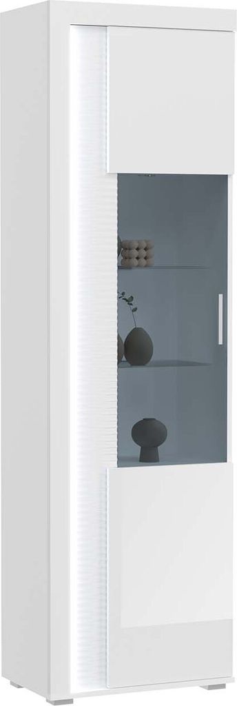 Vitrine Skylight - Weiß / Weiß Hochglanz mit Glasbodenbeleuchtung