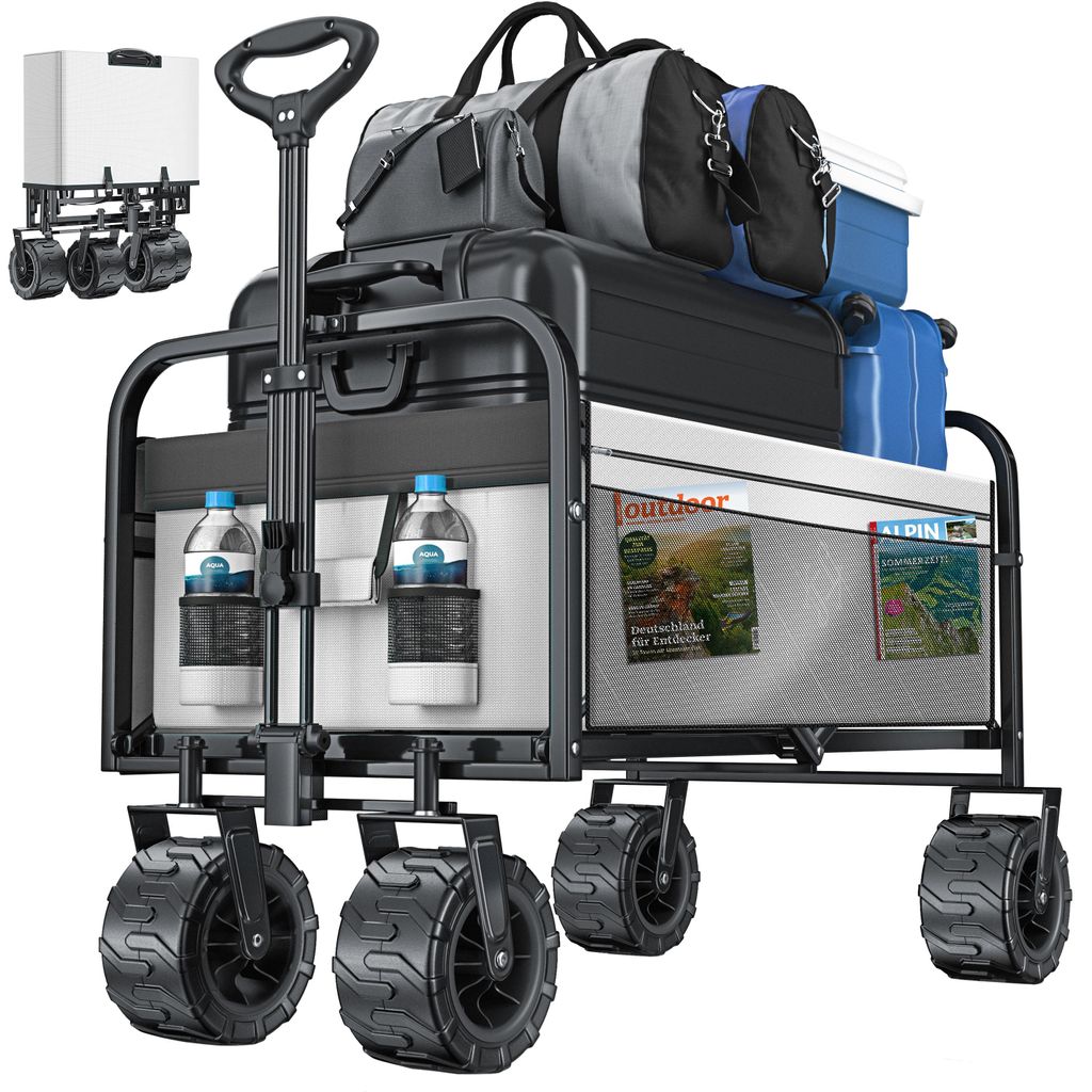 Chariot pliable KESSER® avec pneus larges | 2 filets inclus Image du produit 