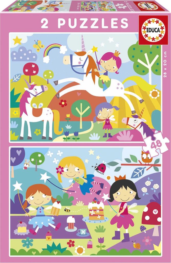 Educa 2x48 Teile Fantasy-welt Puzzle Mehrfarbig Mehrfarbig One Size