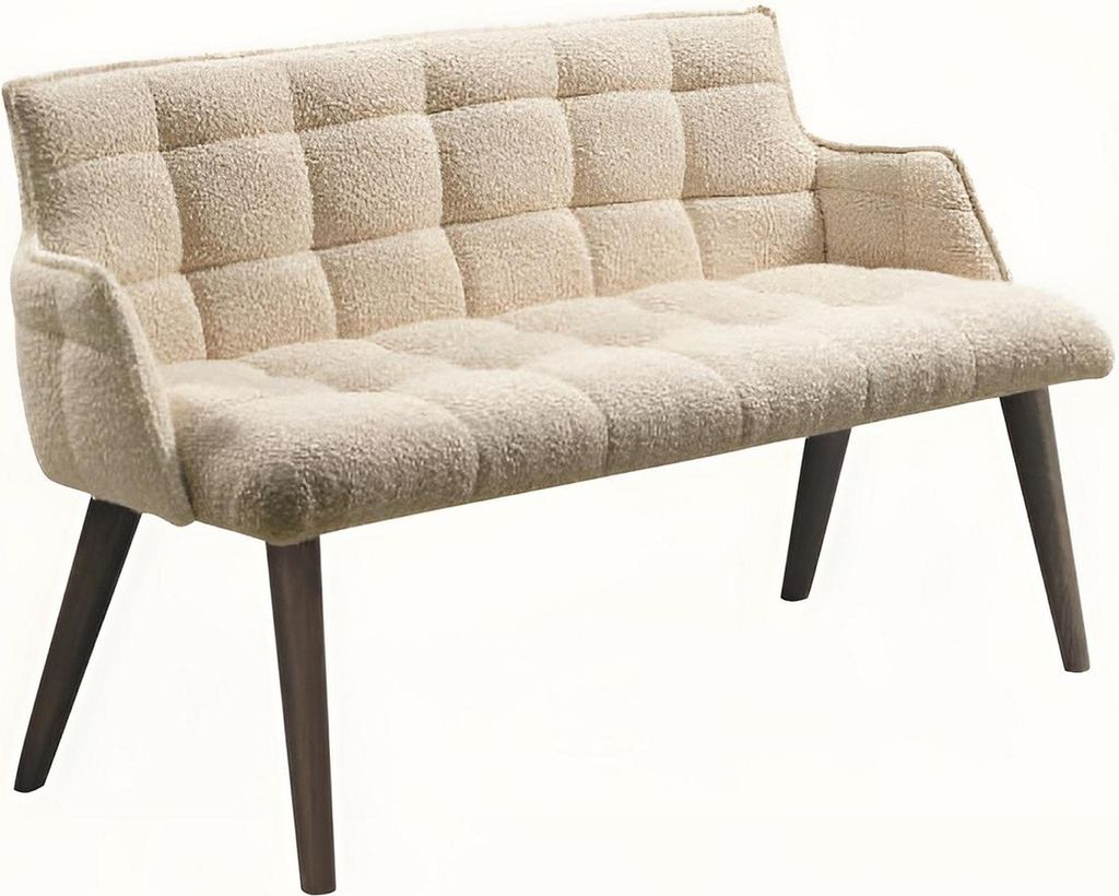 Beige Bank Robuster Stoffbezug Sitzbank Holzfüße