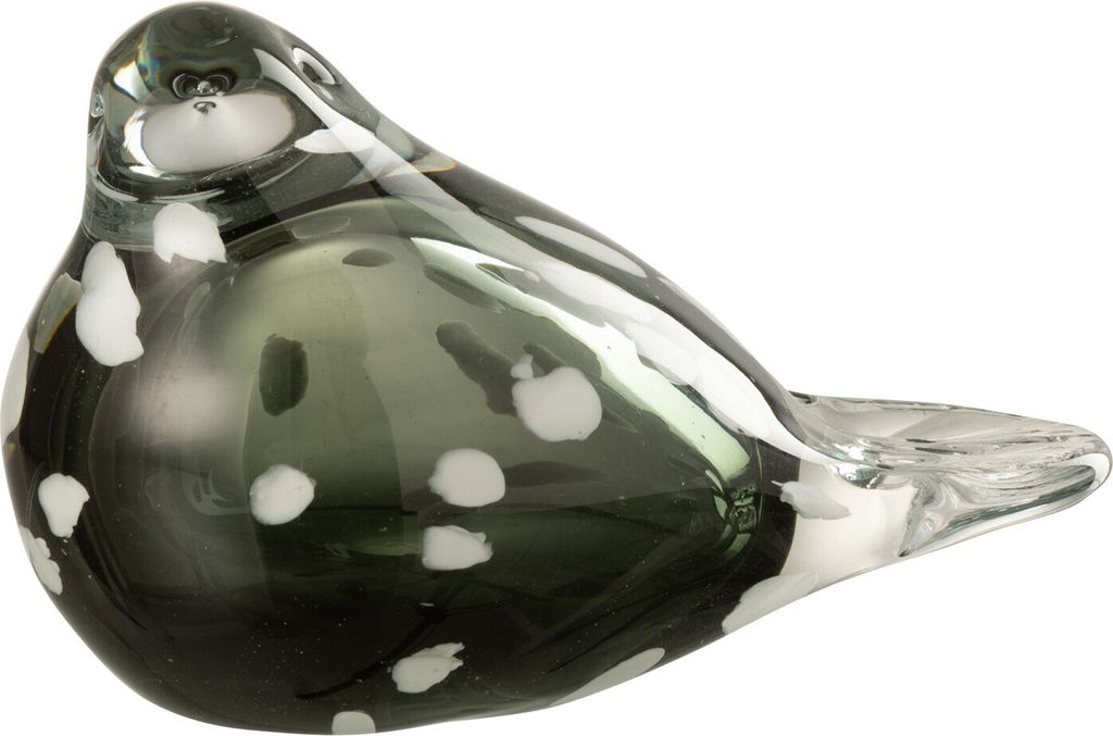 J-Line Vogel Glas Weiß/Schwarz Small