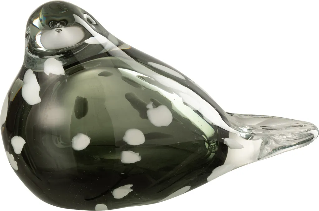 Petit oiseau en verre J-Line blanc et noir pour égayer un intérieur terne
