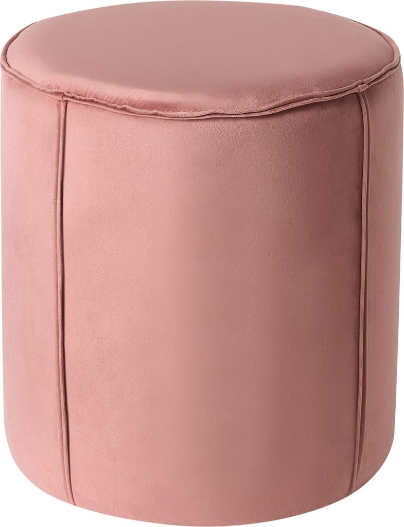 BELIANI Pouf Rosa Stoffbezug Samt Rund 40 x 40 x 43 cm Modern Wohnzimmer Schlafzimmer Ausstattung Deko Polsterhocker Sitzhocker Fußhocker