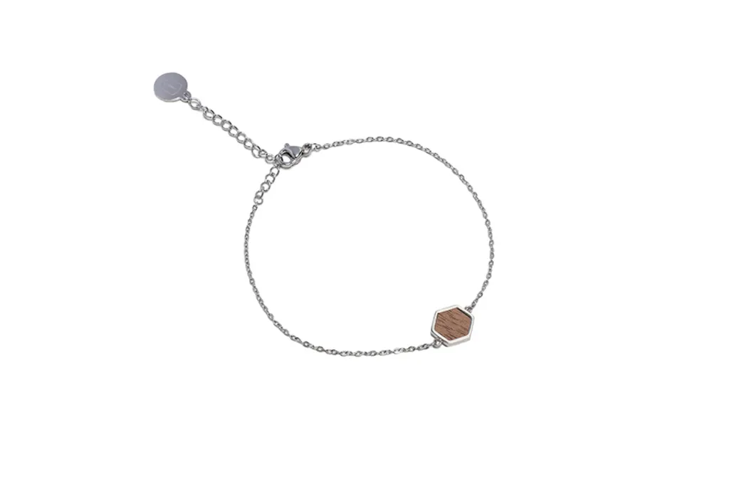 Bracciale BeWooden Argento e Legno S/M 17-21 cm | Design Urban Minimal