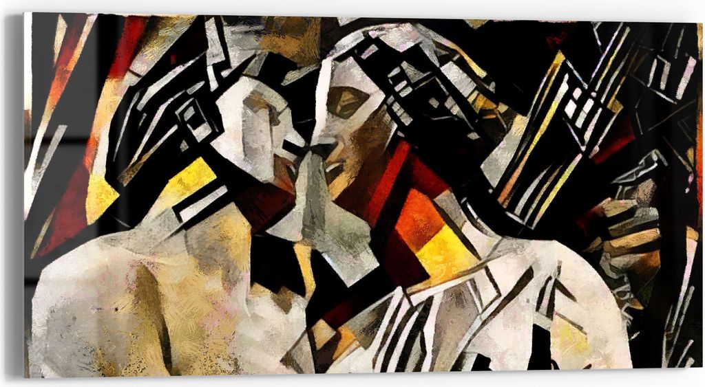 DEQORI Glasbild Echtglas 60x30 cm 'Statuen neu interpretiert' Wandbild Bild modern Deko
