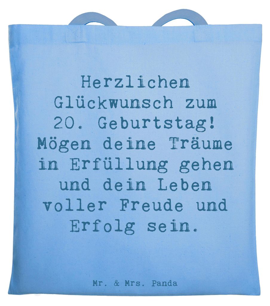 Mr. & Mrs. Panda Tote Bag Spruch 20. Geburtstag - Sky Blue Produktbild 