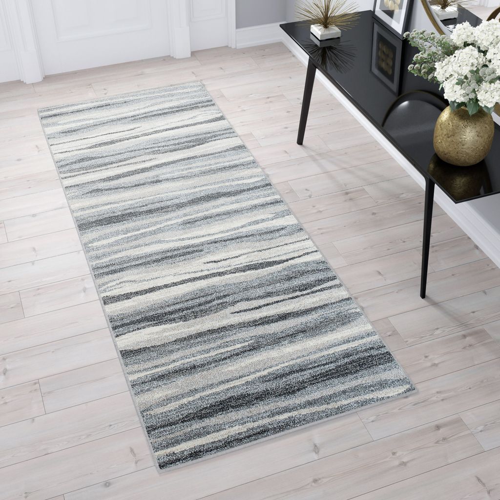 Teppichläufer Meterware Flur Brücke Wohnzimmer Schlafzimmer Kurzflor Modern Design Meliert Grau Beige 70 x 500 cm