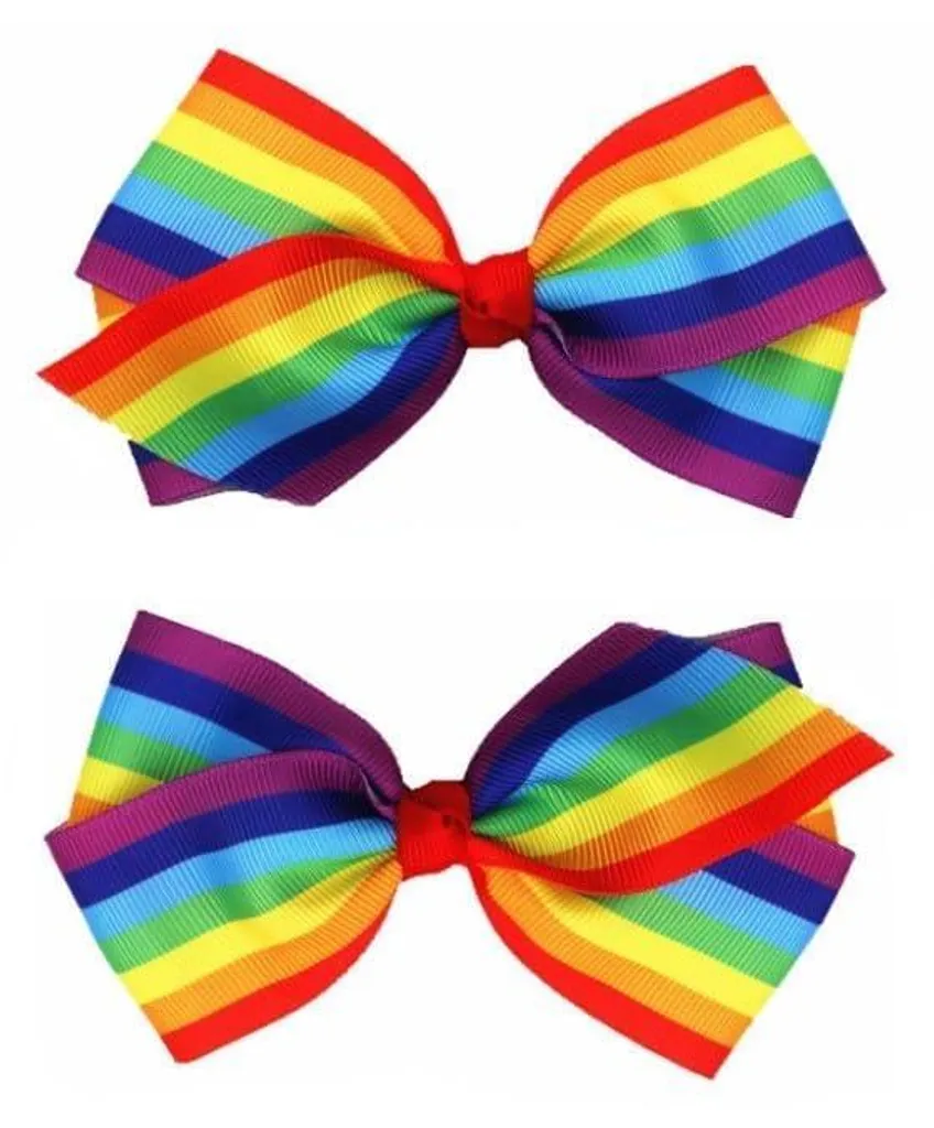 Nœud pour Cheveux Arc-en-Ciel : Lot de 2 Barrettes de Fête pour Filles