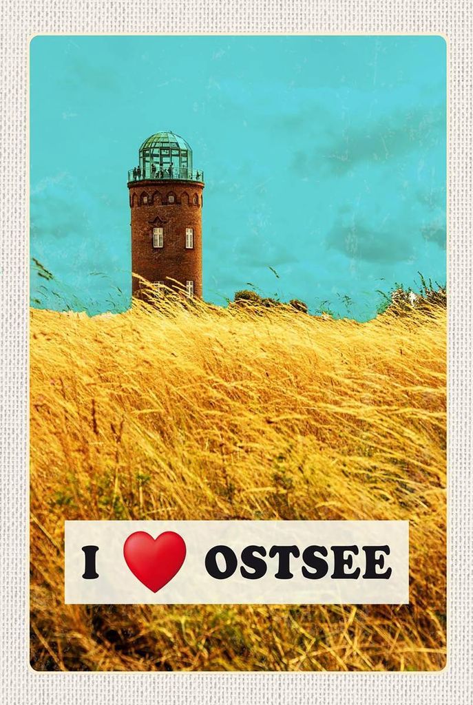 vianmo Holzschild 18x12 cm Ostsee Turm Weide Himmel Bildmotiv Reisemotiv Abenteuer Reisen