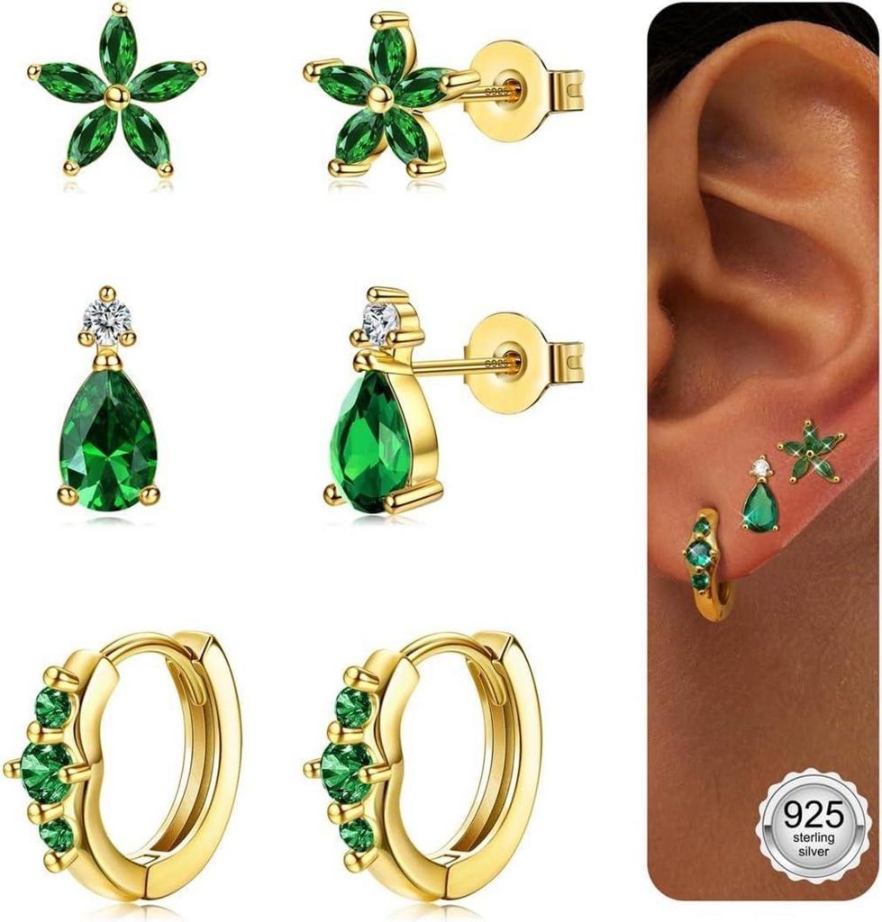 JeweBella 3 Paar Ohrringe Set Silber Gold Damen Mädchen 925 Produktbild 