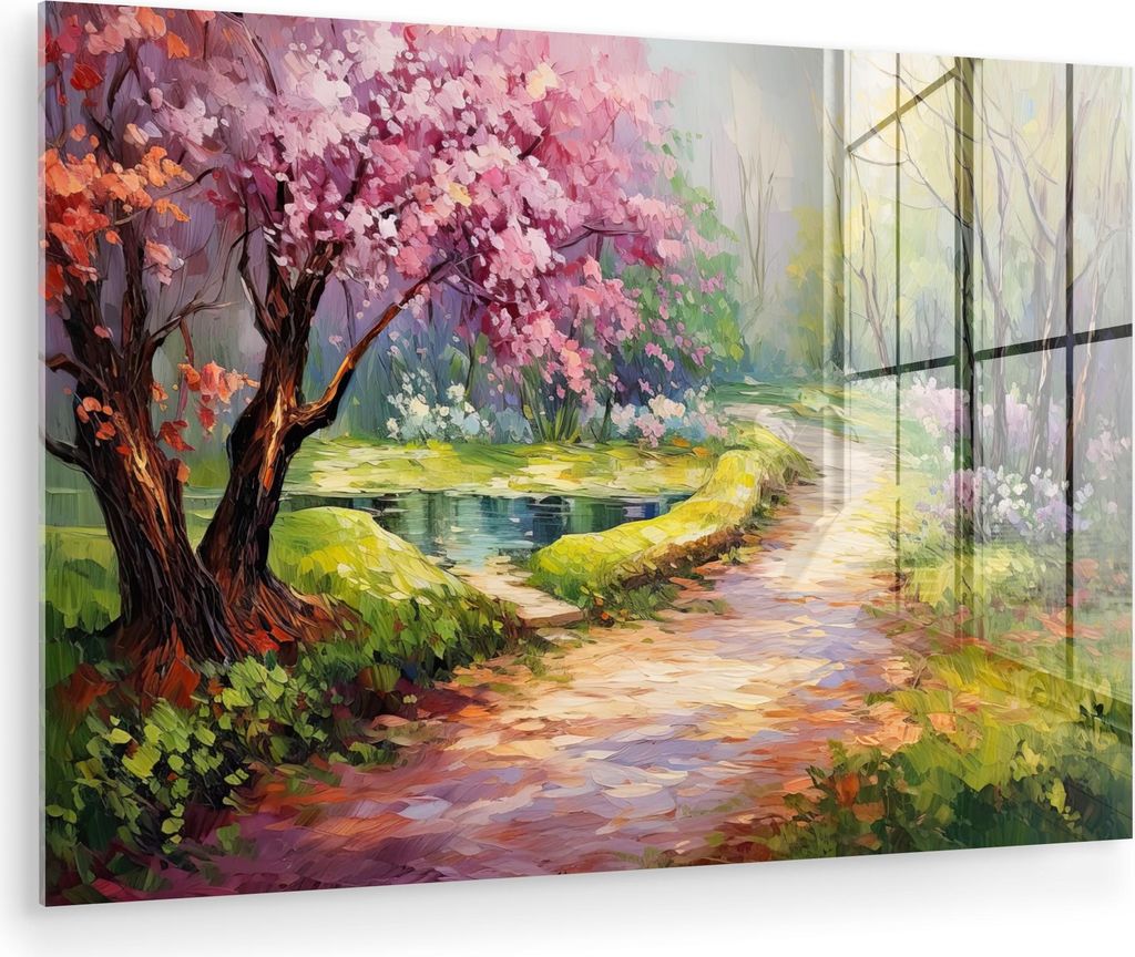 MuchoWow Glasbilder - Bilder auf Wandbild - Foto auf Glas Aquarell - Natur - Bäume - Kunst - Blumen 30x20 cm Wanddekoration aus Glas - Acrylglasbi...