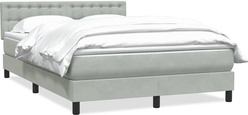 Boxspringbett mit Matratze Hellgrau 160x220 cm Samt