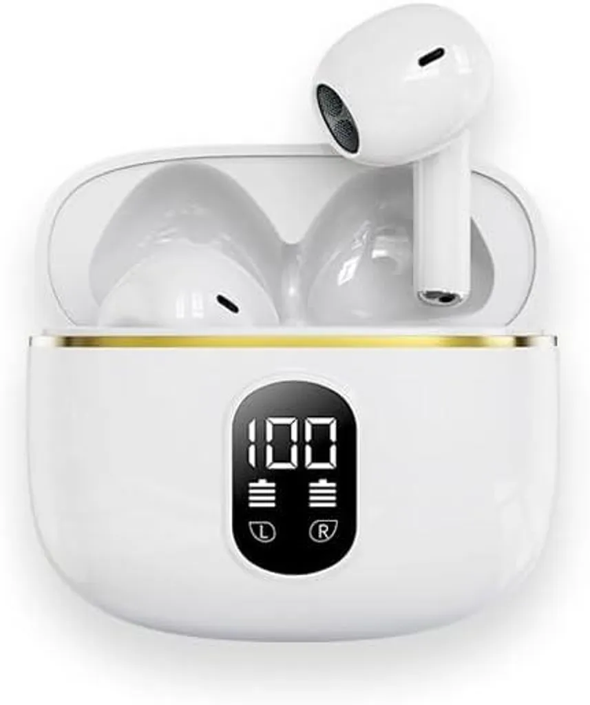 In-Ear Earbuds mit 4 ENC Mikrofonen, 40 Std Spielzeit, Tiefer Bass, Geräuschunterdrückung, LED-Anzeige, kompatibel mit Android & iOS