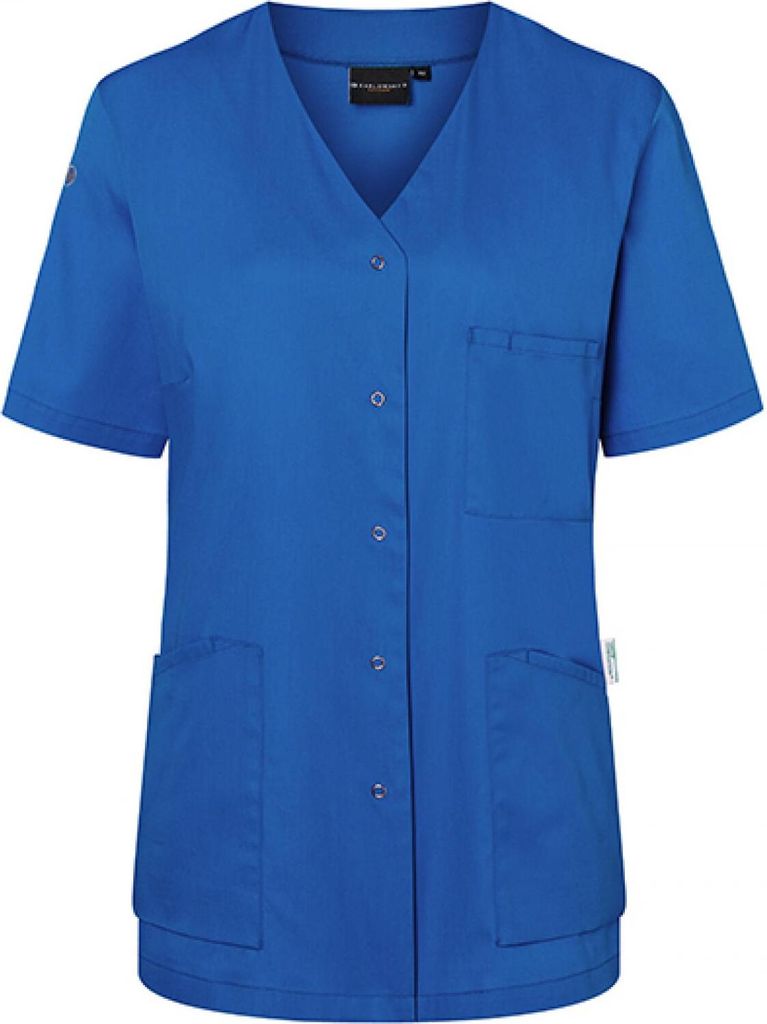 KARLOWSKY Damen Kasack ESSENTIAL Kurzarm V-Neck Modern-Fit Königsblau 46