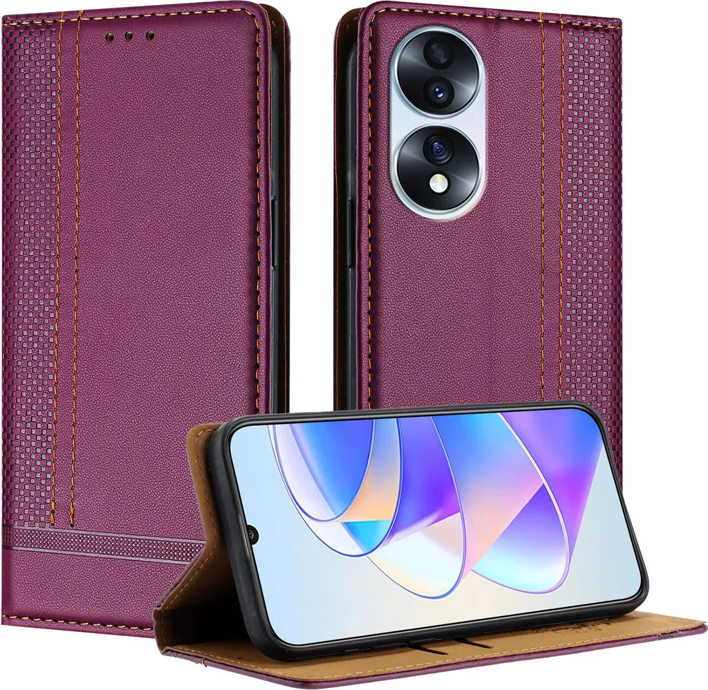 Custodia Honor 70 Pelle Viola - Funzione Stand e Protezione TPU