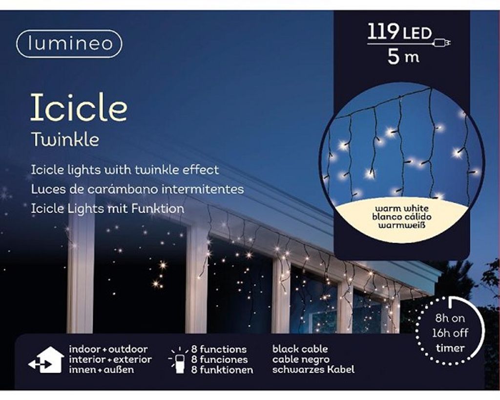 Vianočné osvetlenie LED Icicle svetlá vonkajšie teplé biele Obrázok produktu 