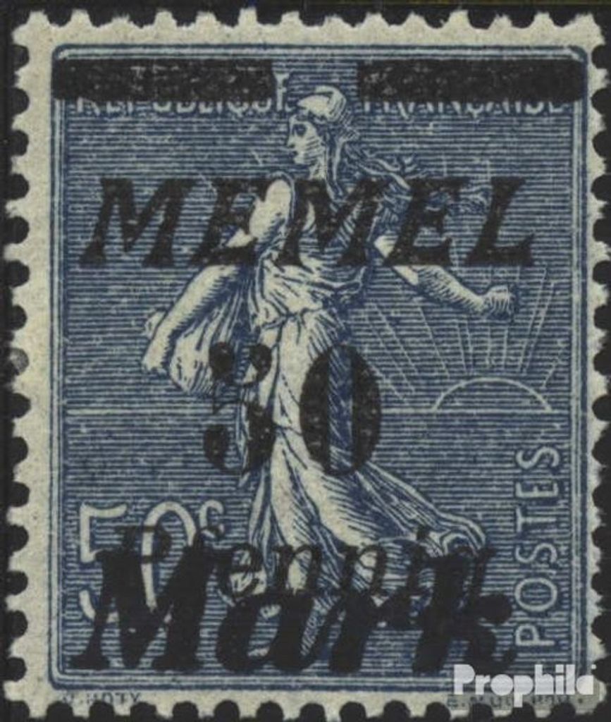 Briefmarken Memelgebiet 1923 Mi 123b mit Falz Aushilfsausgabe