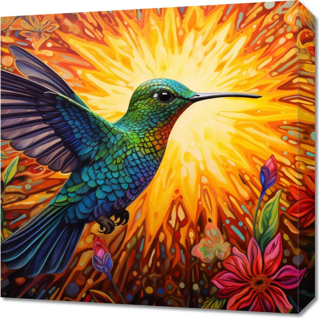 Tonia Art - Pittura Ad Olio Con Numeri: Colibrì Metallico - Kit Premium Su Tela 40x50 Cm Con Colori Acrilici - 6