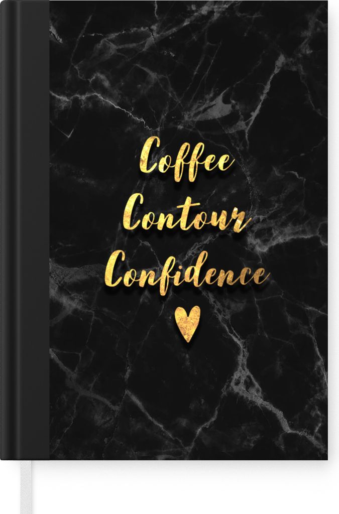 MuchoWow Notizbuch Tagebuch Haushaltsbuch Notebook A5 Zitat - Kaffee - Gold - Marmor - Notizblock - Notizheft - Notebook - Schreibblock - Papier
