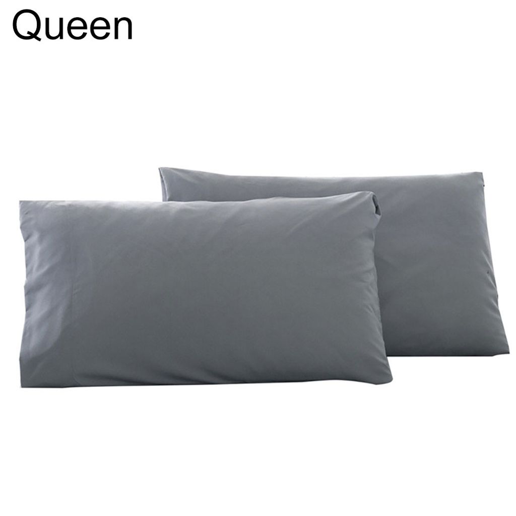 2pcs Feste Farbe King König Kissen Koffer Home Schlafzimmer Bettkissen Deckdekoration Dekor-Dunkelgrauer König