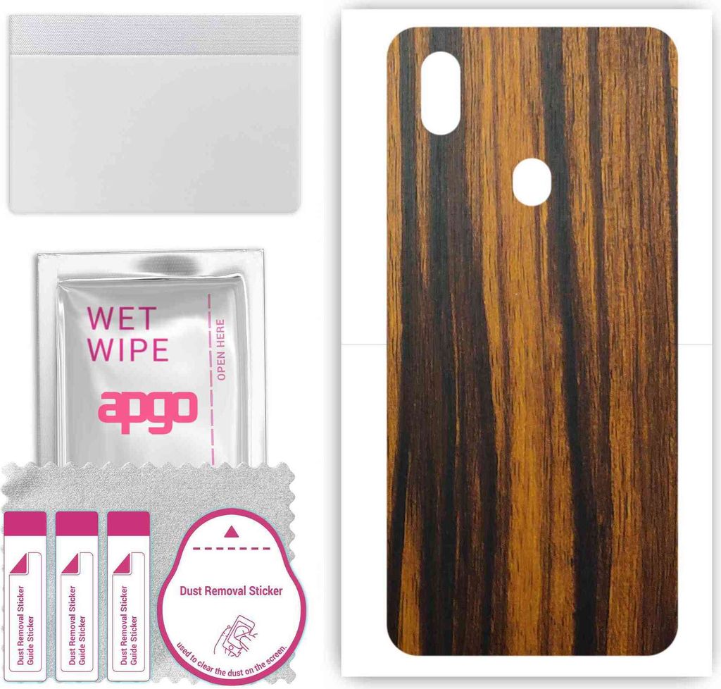 apgo Rückseite Schutzfolie, Skin, kompatibel mit ZTE Blade A7, Hinten Displayschutzfolie aus Vinylfolie, kratzfest, einfache Montage - Tigerwood