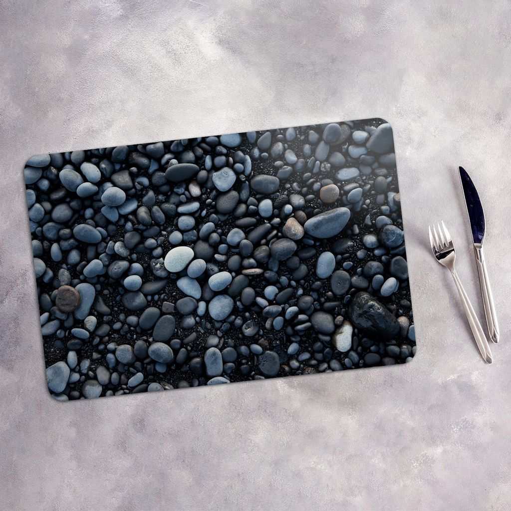 Tischset 6x45x30 cm + 6x10fi cm Platzset Tischmatte Platzmatte Untersetzer - Natural Steine Motive