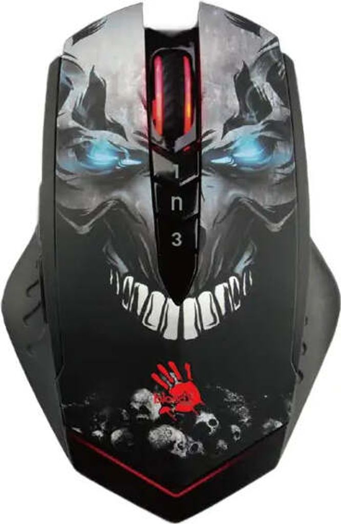 A gaming mouse with a skull design.