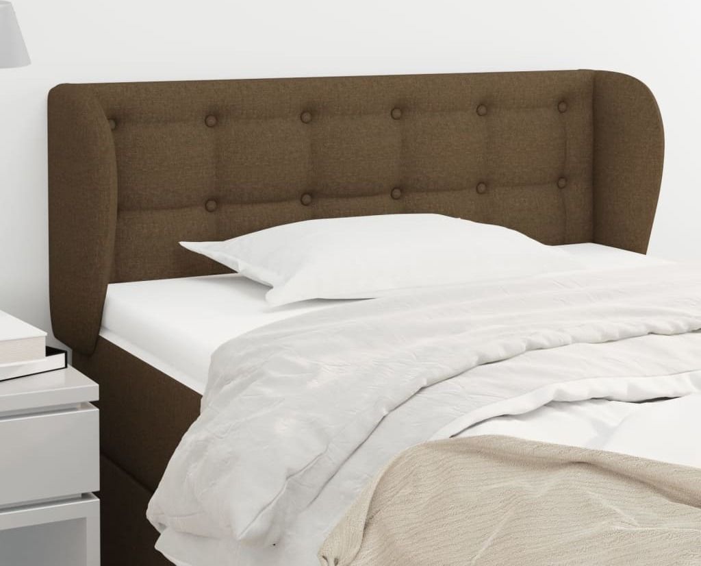 "Rabatt" Bettkopfteil modern - Kopfteil für Bett - mit Ohren Dunkelbraun 93x23x78/88 cm Stoff - Kopfteile CC4141