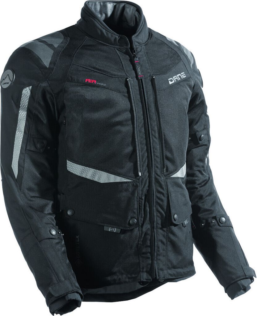 DANE Drakar wasserdichte Motorrad Textiljacke, schwarz, 48