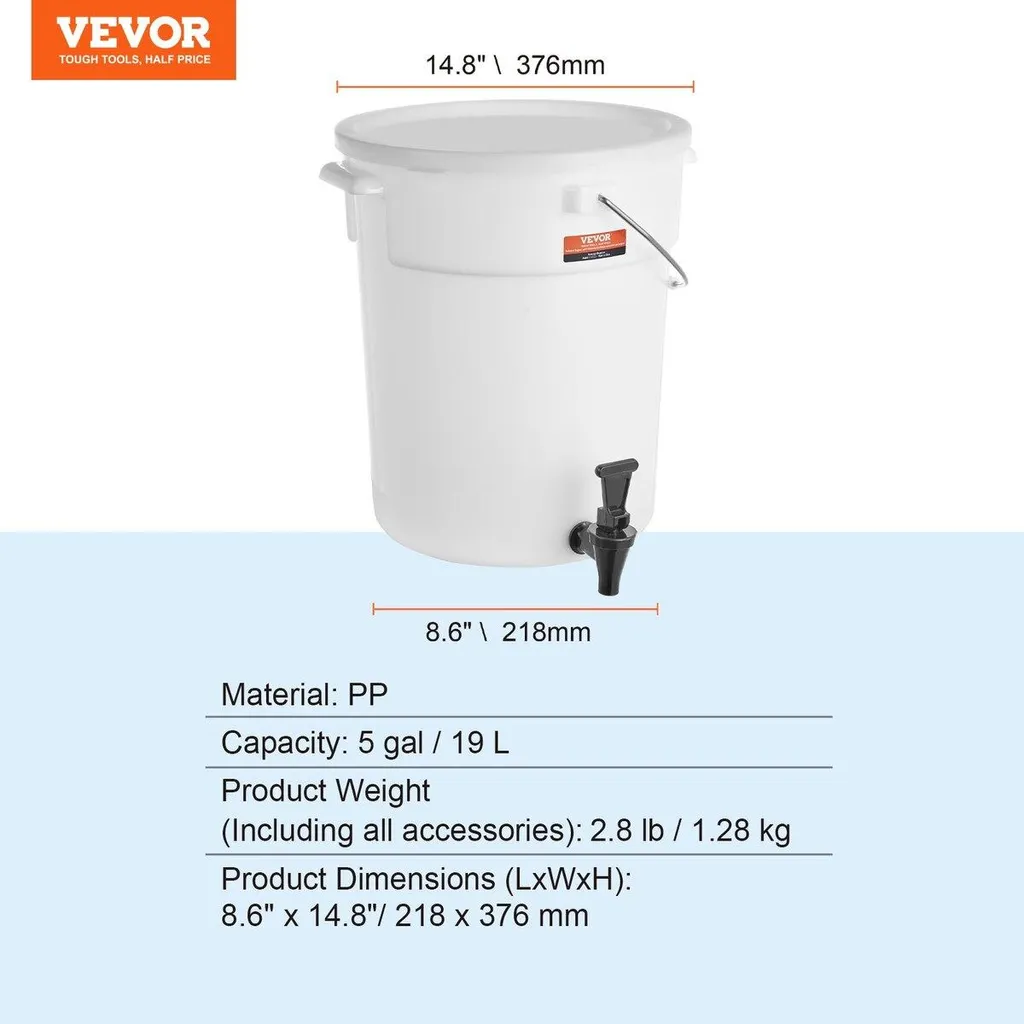 Distributore di bevande, distributori di bevande da 5 galloni per feste, distributore di succhi in plastica con rubinetto e coperchio, distributore di tè freddo, limonata e acqua, per ristoranti, hotel, feste - 7