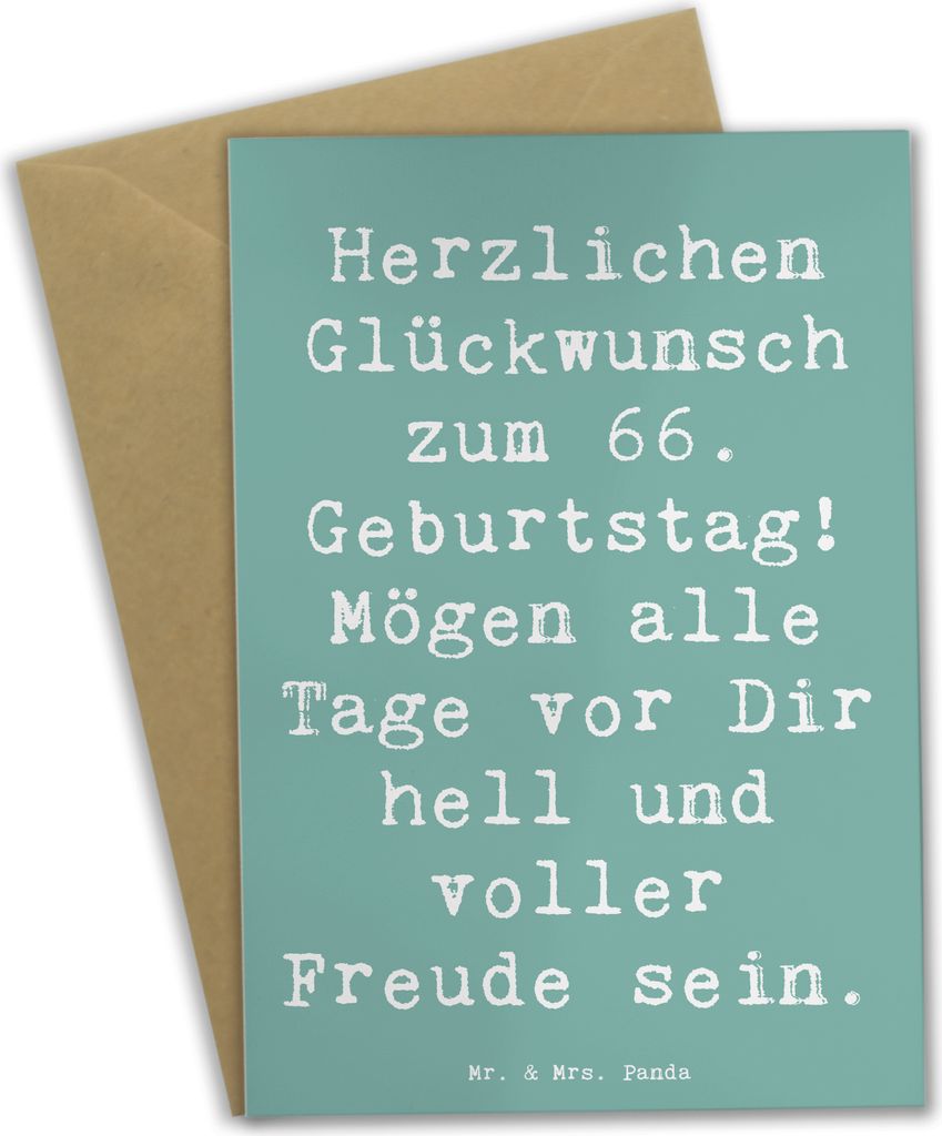 Mr. & Mrs. Panda Grußkarte Spruch 66. Geburtstag Glückwünsche - Meeresbrise - Geschenk, valentinstagskarte, weihnachtskarten, herzlicher Geburts...