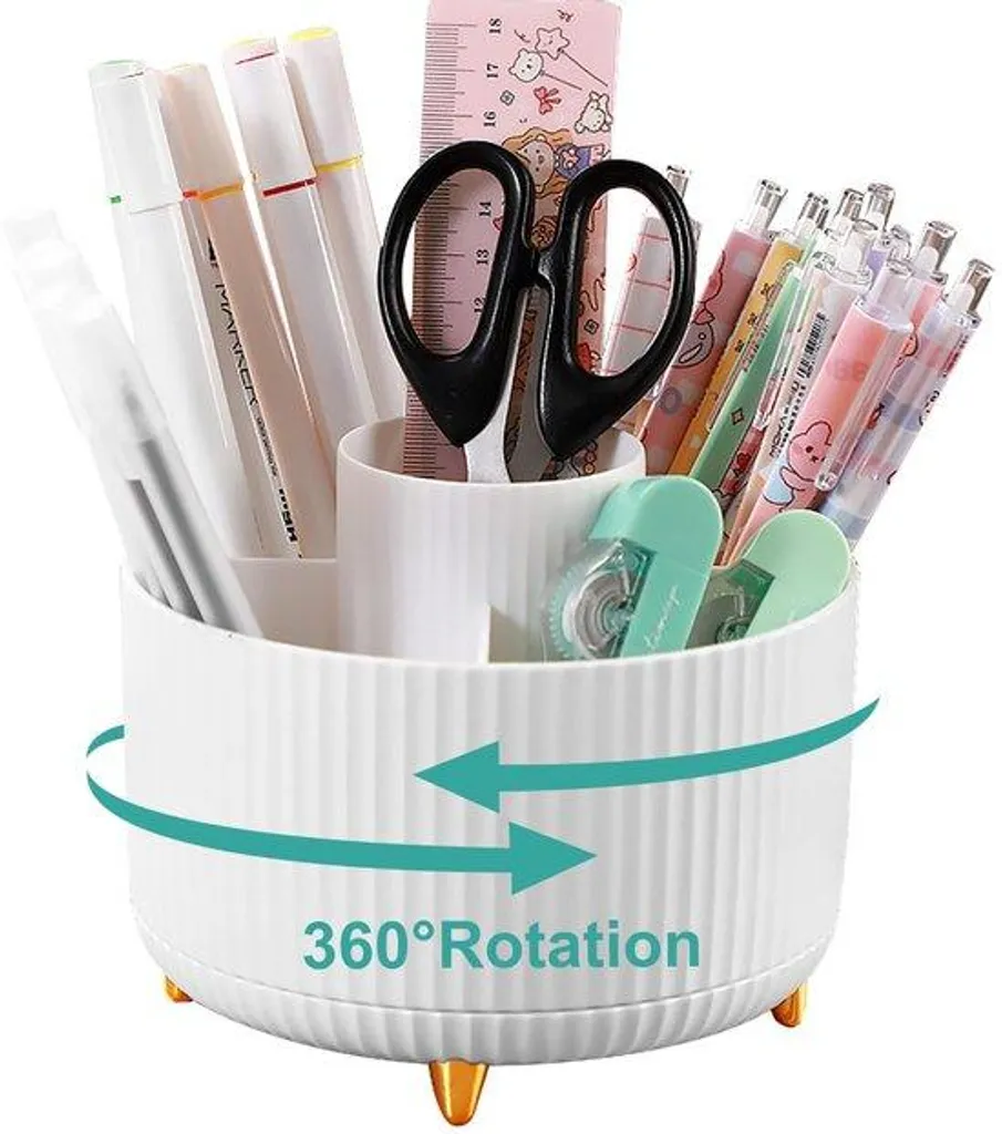 Organiseur de bureau 360 degrés à 5 compartiments blanc économique